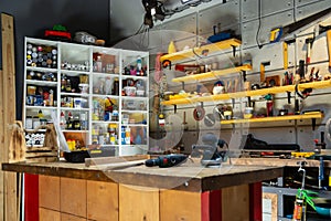 Carpentry workshop equipped with the necessary tools