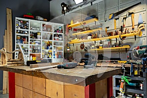 Carpentry workshop equipped with the necessary tools