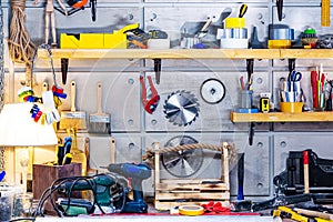 Carpentry workshop equipped with the necessary tools