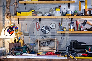 Carpentry workshop equipped with the necessary tools