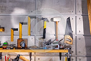 Carpentry workshop equipped with the necessary tools