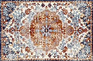 Carpet and bathmat Boho Style ethnic design pattern with distressed texture and effect