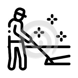 Carpet cleaner worker icon vector outline illustration