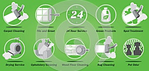 Carpet cleaning business service icons