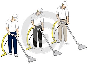 Carpet Cleaning Tech Clip Art Set 4