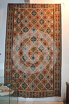 Carpet in the museum of the medieval fortified saxon church in Calnic, Transylvania