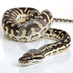 carpet python in Transparent Background Closeup of a Boa Constrictor Showing Detailed Scales and Pattern
