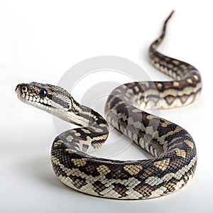 carpet python in Transparent Background Closeup of a Boa Constrictor Showing Detailed Scales and Pattern