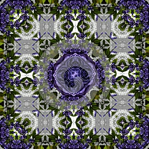 Carpet texture, pattern, tapis, ornamental background in blue violet roses white background