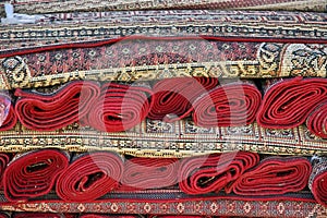 Carpets in arab village close Najran, Asir region, Saudi Arabia