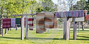 Carpets hanging to dry after being washed