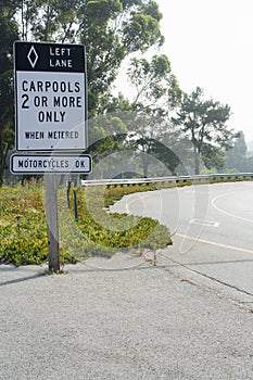 Carpool Only Sign On Road
