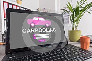 Carpooling concept on a laptop