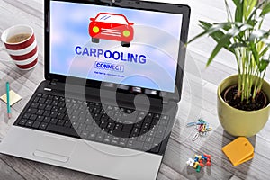 Carpooling concept on a laptop