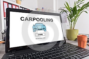 Carpooling concept on a laptop