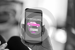 Carpooling concept on a smartphone