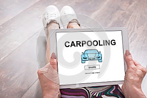 Carpooling concept on a tablet