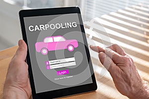 Carpooling concept on a tablet