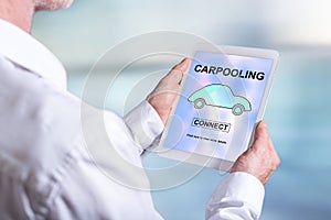 Carpooling concept on a tablet