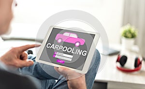 Carpooling concept on a tablet