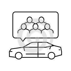 carpooling environmental line icon vector illustration