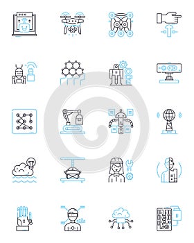 Carpooling linear icons set. Commuting, Transport, Ride sharing, Sustainability, Environment, Sharing, Convoy line