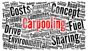 Carpooling word cloud concept