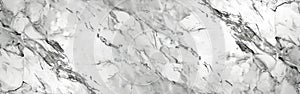 Carrara Marble Panoramic Banner - High Resolution White and Grey Marbled Texture Background