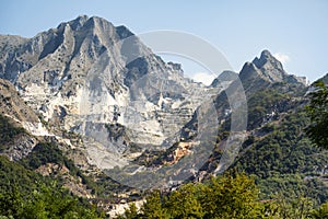 Carrara marble quarries mountains landscape , Tuscany, Italy