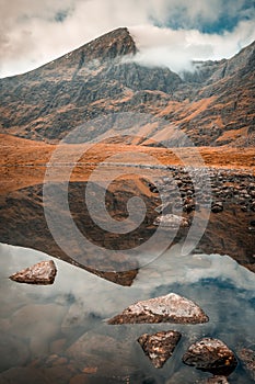 Carrauntoohil peak Mountains Kerry higher in Ireland reflection lake