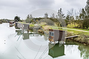 Carrelet de PÃªche, the emblematic fisherman`s hut of the coastal landscapes of Vendee