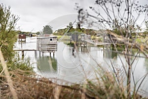 Carrelet de PÃªche, the emblematic fisherman`s hut of the coastal landscapes of Vendee