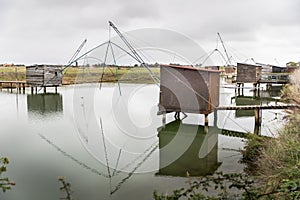 Carrelet de PÃªche, the emblematic fisherman`s hut of the coastal landscapes of Vendee