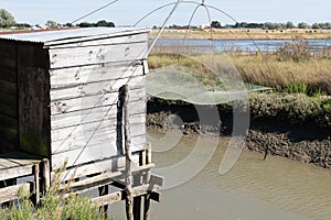 Carrelet wood cabin squares of the Atlantic coastline