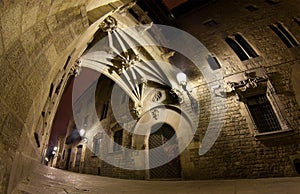 Carrer del Bisbe at night