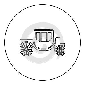 Carriage brougham cart elegance transportation vintage style icon in circle round black color vector illustration image outline