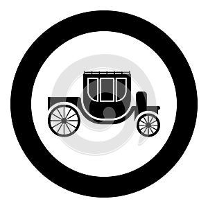 Carriage brougham cart elegance transportation vintage style icon in circle round black color vector illustration image solid