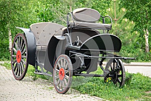 Carriage or brougham - an outdated means of transportation for a team of horses