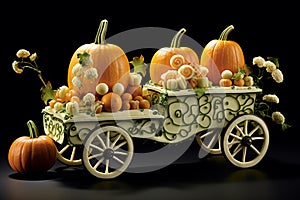 Carriage Made of Pumpkins
