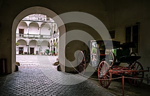 Carriage in old castle