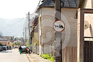 Carriage road sign in Sighetu Marmatiei Romania,