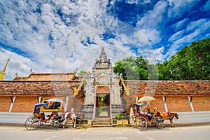 Carriages in front of Wat Phra That Lampang Luang