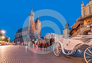 Carriages on The Main Market Square in Krakow