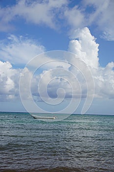 Carribean coast, boat on the seas