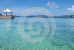 Carribean sea with gazebo in water