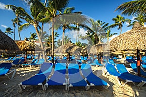 Carribean vacation, beautiful sunrise over tropical beach