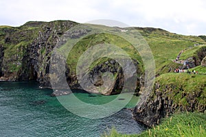 Carrick-a-rede rope bridge national park, antrim coast, northern