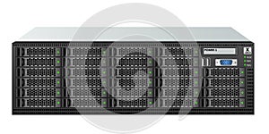Carrier-class server size 3u with twenty-eight 2.5-inch hard drives for mounting in a 19-inch rack.