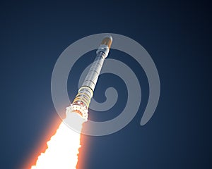 Carrier Rocket Takes Off In The Sky