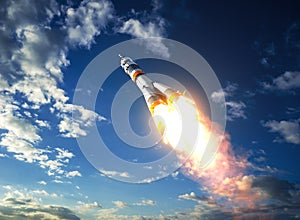 Carrier Rocket Takes Off To The Clouds